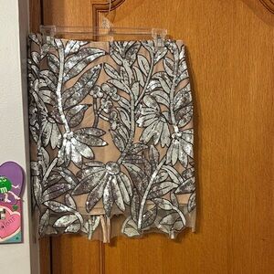 Milly Silver Floral Skirt